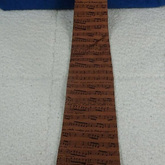 Vicky Davis New York Brown Musical Notes Necktie 55"x3.5" - Picture 2 of 4